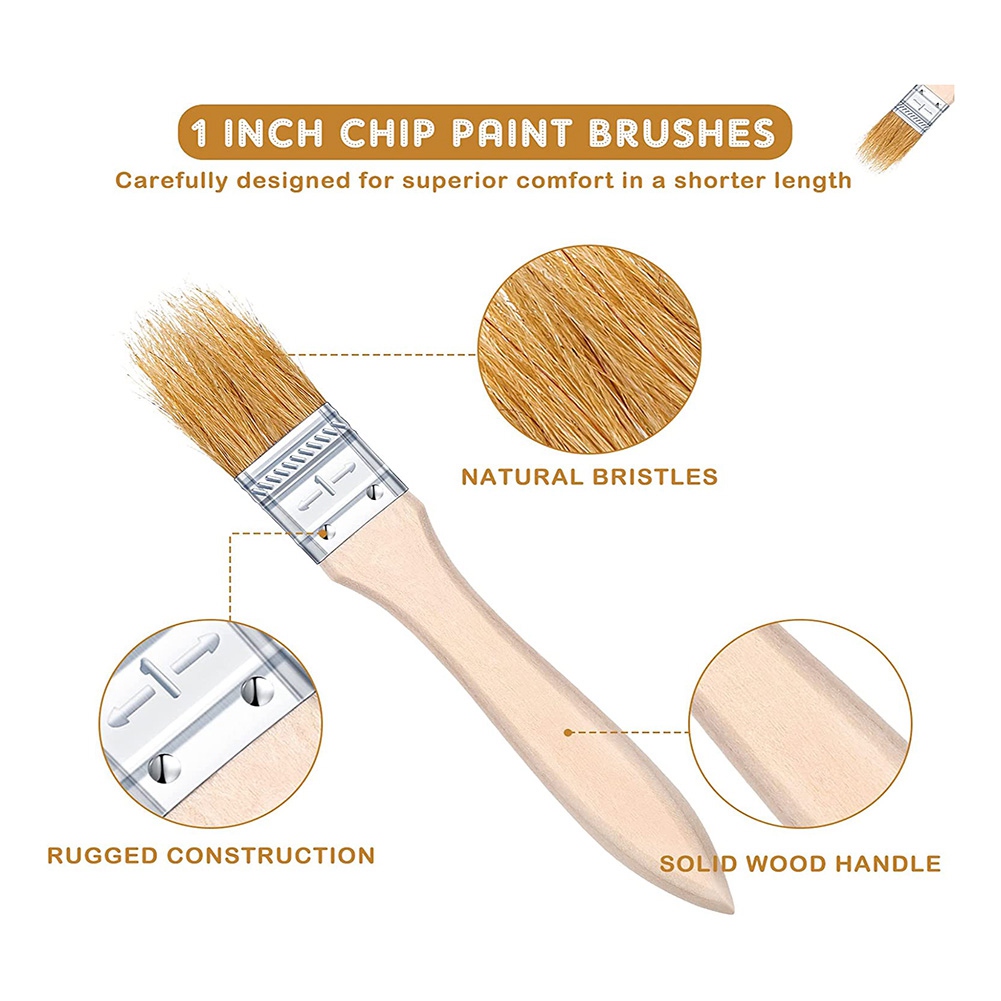 Wood Stain Brush - ABUH-100 Stück 1 Zoll Chip-Malpinsel in